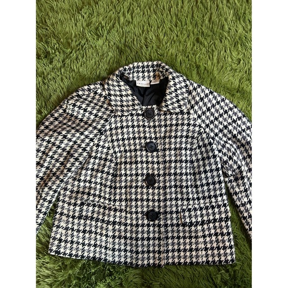 Kim Rogers Jackets & Blazers - Kim Rogers Jacket Women 8P Black White Houndstooth Button Front Blazer Petite
